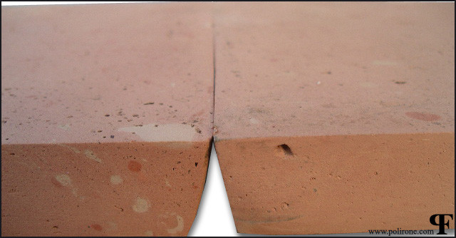 Pavimento in cotto fatto a mano - Fornace Polirone - Posa Accostata, squadratura a tronco di piramide